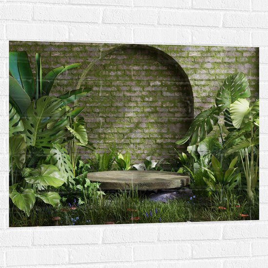 Muursticker - Tuin met Groene Planten - 100x75 cm Foto op Muursticker