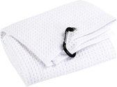 Microfiber Golf handdoek - Plus handige haak - Wit - Snel drogend - 30cm x 50cm - Golfaccesoires - Golftas/trolley - Microfiber