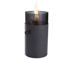 UGAS - Verstelbare Gaslantaarn - Werkt op butaangas - Zwart - Hoog 31 cm - met Decoratiestenen - Instelbare vlam