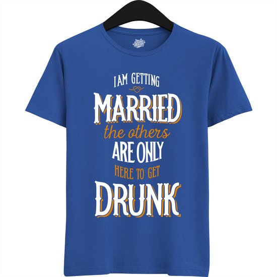Am Getting Married | Vrijgezellenfeest Cadeau Man - Groom To Be Bachelor Party - Grappig Bruiloft En Bruidegom Bier Shirt - T-Shirt - Unisex - Royal Blue - Maat M