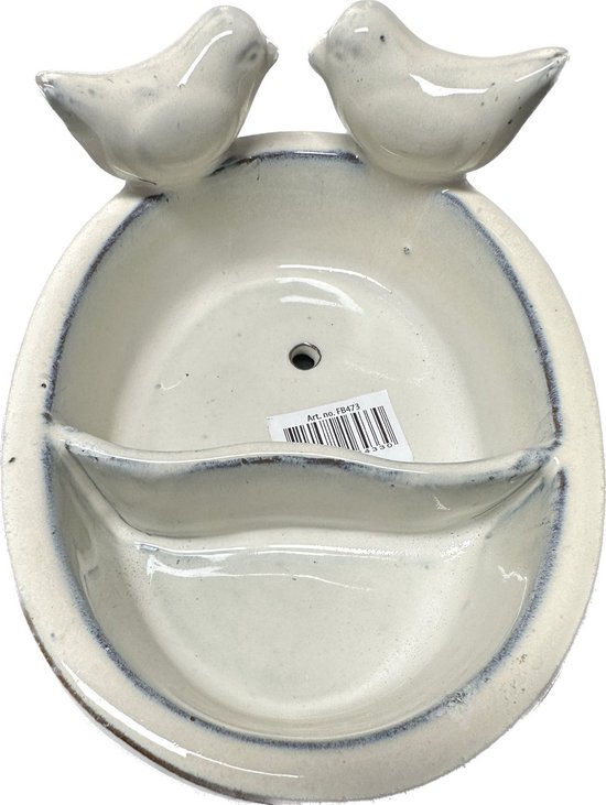 Esschert Design - Water / voerbakje keramiek voor vogels - wit
