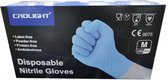 Blauwe poedervrije nitril handschoenen LATEXVRIJ LATEX FREE met 374-5 en CE 0075 certificering (Doos van 100 stuks) MAAT M / 8