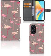 Hoesje met naam OPPO A98 5G Wallet Book Case Flamingo