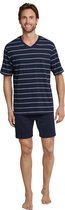 Schiesser Heren Shortama - Donkerblauw - V Hals - Maat L