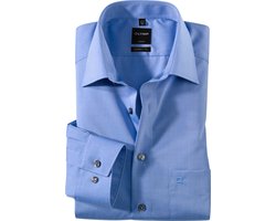 OLYMP Luxor modern fit overhemd - middel blauw - Strijkvrij - Boordmaat: 47