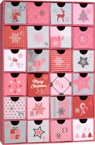 BRUBAKER Adventskalender - Kerstmagie roze - Kerstkalender - 24 Vakjes om zelf te vullen met kleine Cadeautjes - 32,5 cm - Karton