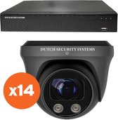 Beveiligingscamera Set - 14x PRO Dome Camera - UltraHD 4K - Sony 8MP - Zwart - Buiten & Binnen - Met Nachtzicht - Incl. Recorder & App