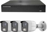 Draadloze Camerabeveiliging - Sony 5MP - 2K QHD - Set 3x Bullet - Wit - Binnen & Buiten - Met Nachtzicht - Incl. Recorder & App