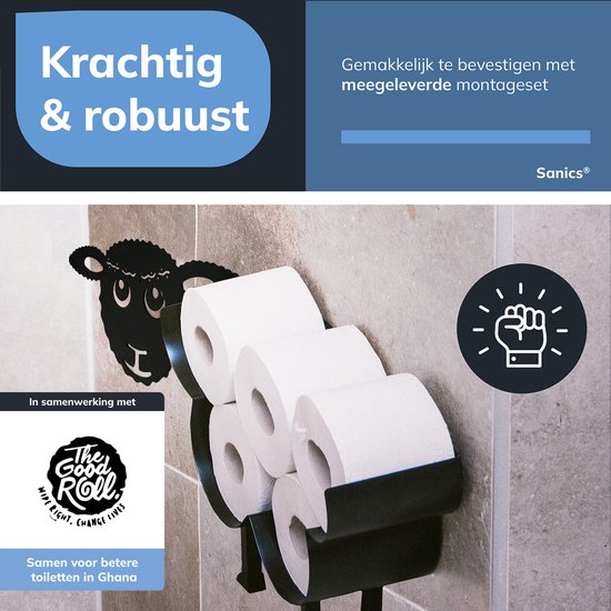 Porte-rouleau de rechange Sanics Autonome - Suspendu - Support mural - Mouton - Zwart