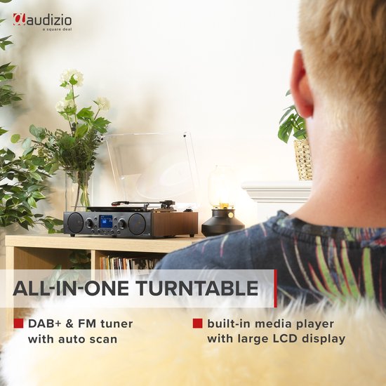 Platenspeler met DAB radio - Audizio Tulsa - Bluetooth 5.0 - DAB+ / FM