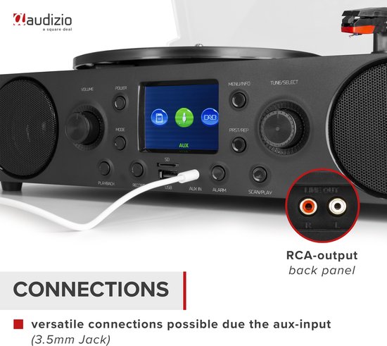 Platenspeler met DAB radio - Audizio Tulsa - Bluetooth 5.0 - DAB+ / FM