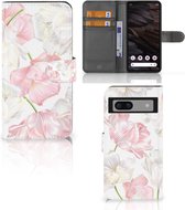 GSM Hoesje Google Pixel 7A Wallet Book Case Cadeau voor Mama Lovely Flowers