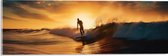 Acrylglas - Surfer in Actie tijdens Zonsondergang - 60x20 cm Foto op Acrylglas (Met Ophangsysteem)