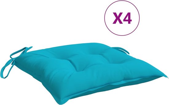vidaXL - Stoelkussens - 4 - st - 50x50x7 - cm - stof - turquoise