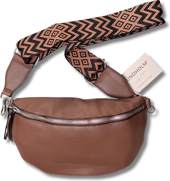 Lundholm crossbody tas dames bruin - tassen dames met bag strap tassenriem met schouderband voor tas - cadeau voor vriendin | Scandinavisch design - Trondheim serie