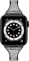 Stalen bandje - RVS - geschikt voor Apple Watch Series 1/2/3/4/5/6/7/8/9/SE/SE 2 met case size 38 mm / 40 mm / 41 mm - zwart