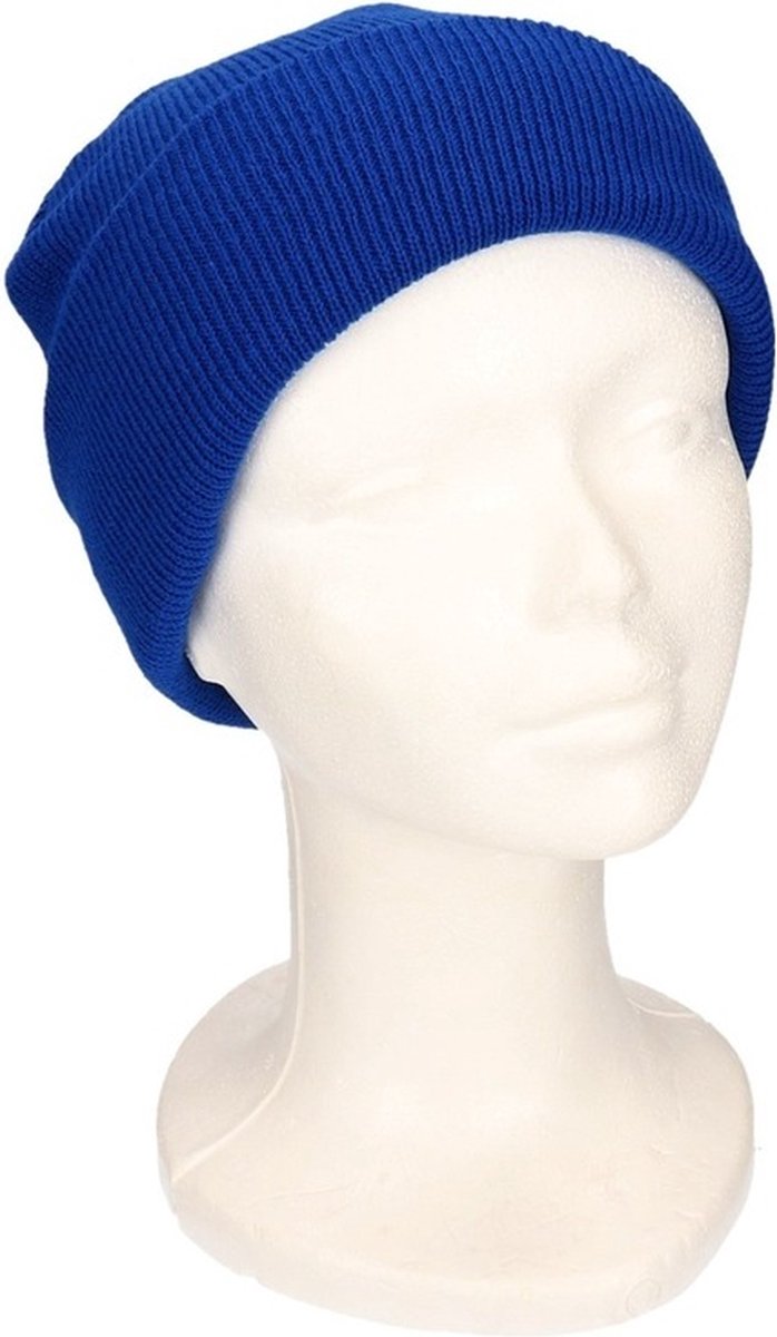 Basic winter muts blauw voor jongens