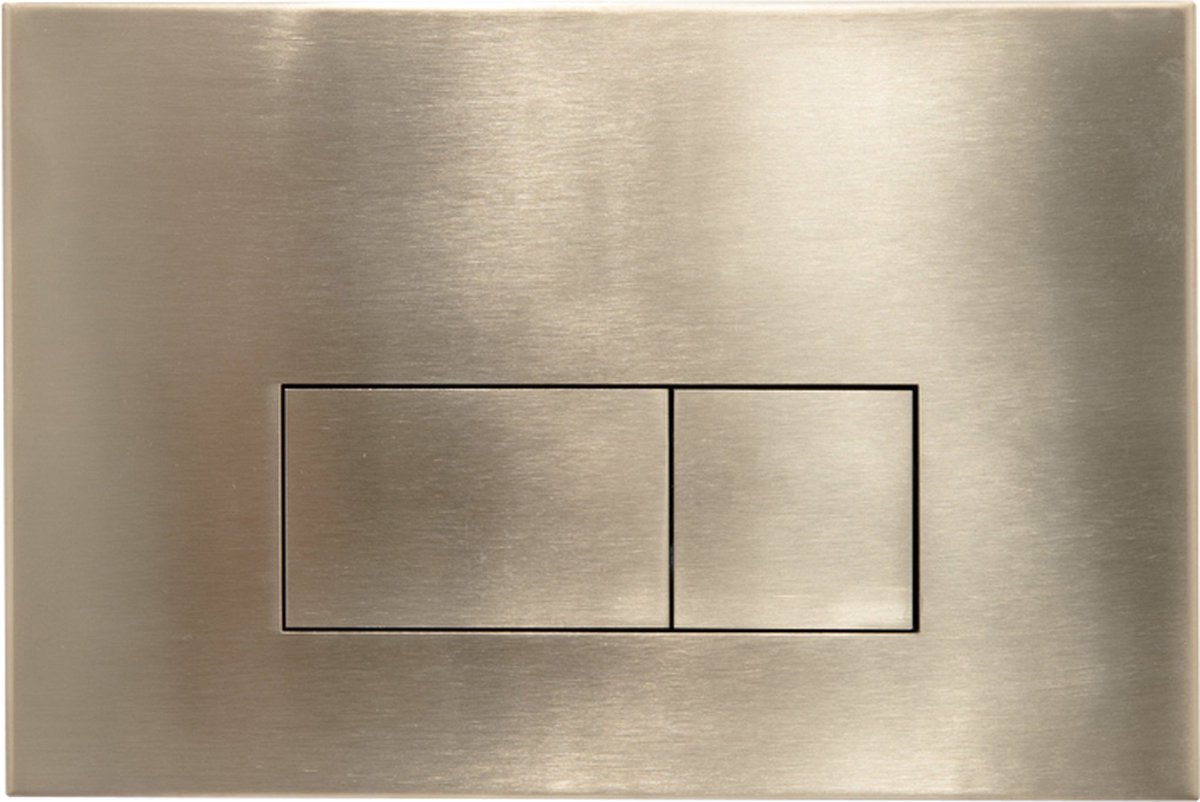 QeramiQ Push Metal Bedieningsplaat - voor Geberit UP320 inbouwreservoir - dualflush - rechthoekige knoppen - metaal - geborsteld messing (goud)