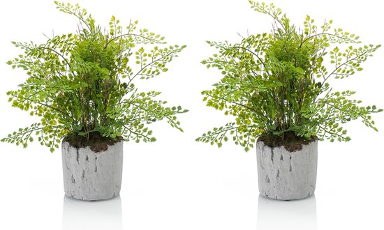 Set van 2x stuks groene kunstplanten varen 30 cm in pot - Mooie decoratie kunstplanten voor binnen