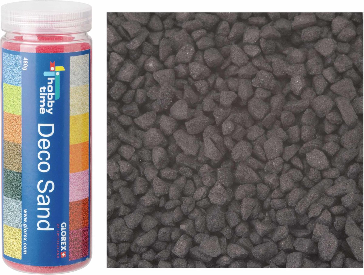 Glorex Hobby zandkorrels/kleine kiezelsteentjes - zwart - 480 gram - vulmateriaal vazen/terrariums
