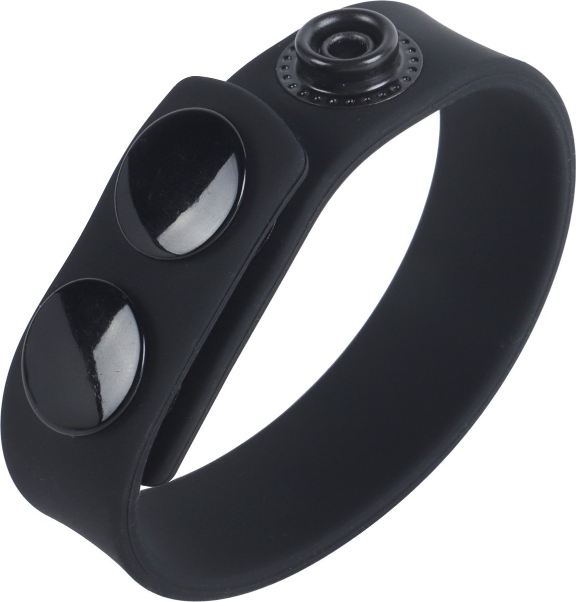 Goedkoopste Banoch | Cockring verstelbaar met drukknopen | zwart siliconen | max Ø 5 cm