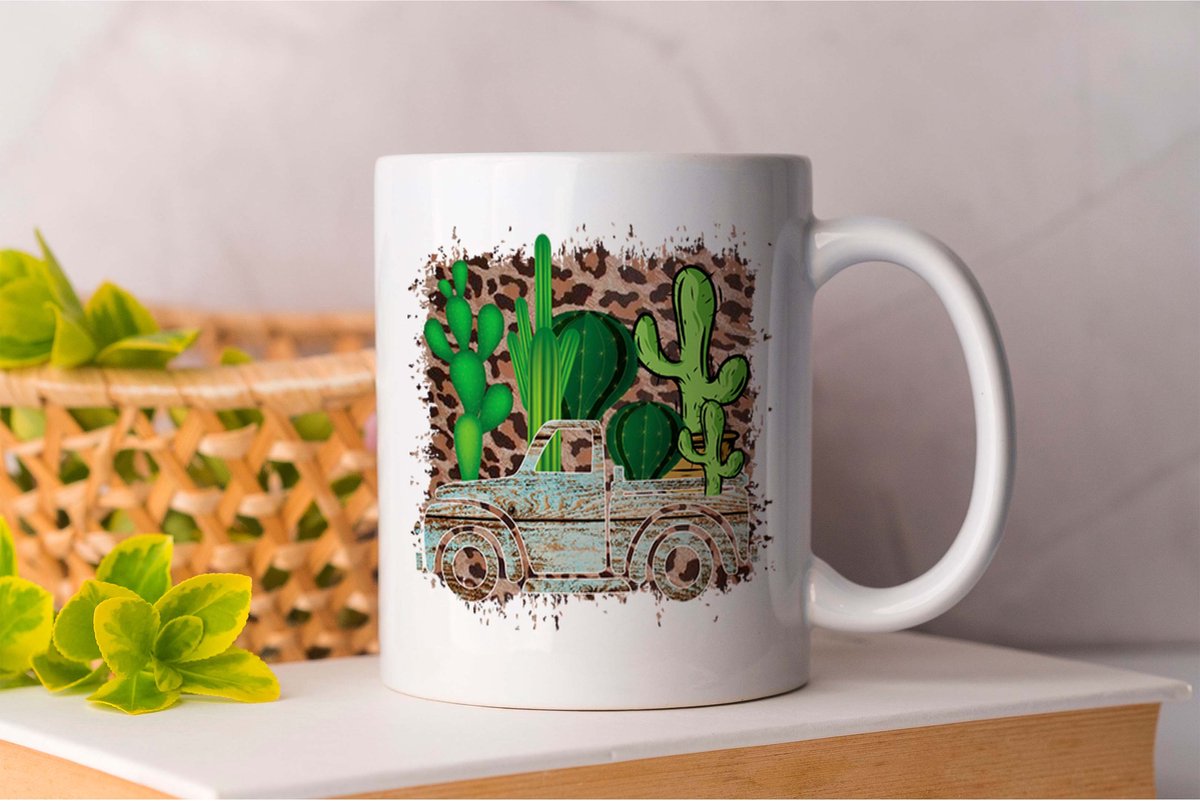 Mok Cactus - Bloemen - Flowers - West - Western - Kruis - Wild - Rodeo - Sunflower - Cadeau - Gift