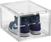 Kicksafe® Sneaker Box - Schoenenopberger - Stapelbaar - Drop-front (met Deurtje aan smalle kant en Magneetjes) - 1 stuks - Transparant