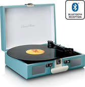 Classic Phono TT-110BUWH - Platine vinyle Bluetooth avec haut-parleurs intégrés - Bleu Blanc