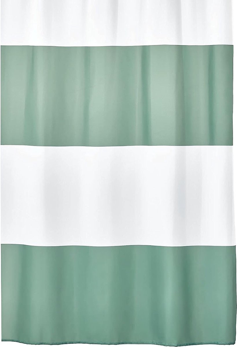 Breed gestreept douchegordijn - wasbaar douchebadgordijn - 100% polyester geweven badkamergordijn - oker/wit