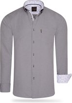 Cappuccino Italia - Heren Overhemden Regular Fit Overhemd Antraciet - Grijs - Maat L