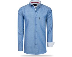 Cappuccino Italia - Heren Overhemden Regular Fit Overhemd Royal - Blauw - Maat S