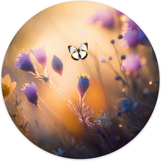 Vergeten doen we nooit - Symbool van herinnering, 1 vlindertje - Muurcirkel - Tuincirkel - Troostgeschenk bij overlijden