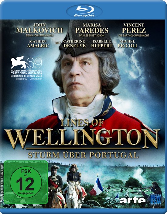 Blu-ray hoes met John Malkovich als Wellington, met titel 'Lines of Wellington' en FSK 12 logo.