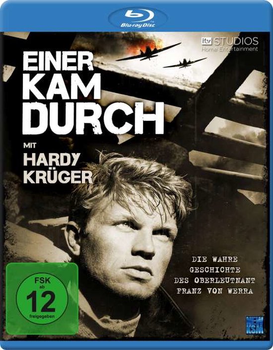 Bluray-hoes met Hardy Krüger, "Einer kam durch" en twee gevechtsvliegtuigen.