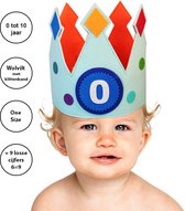 Puk Art© | Verjaardagskroon | Verjaardagshoed | Kroon koning | baby | 0 tot 10 jaar | Blauw | Kraamcadeau