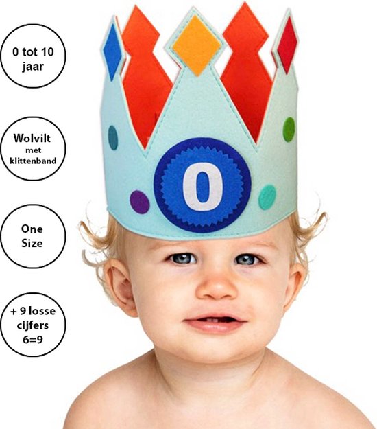 Couronne d'anniversaire - Blauw - Fête - Chapeau d'anniversaire - Couronne  de roi 