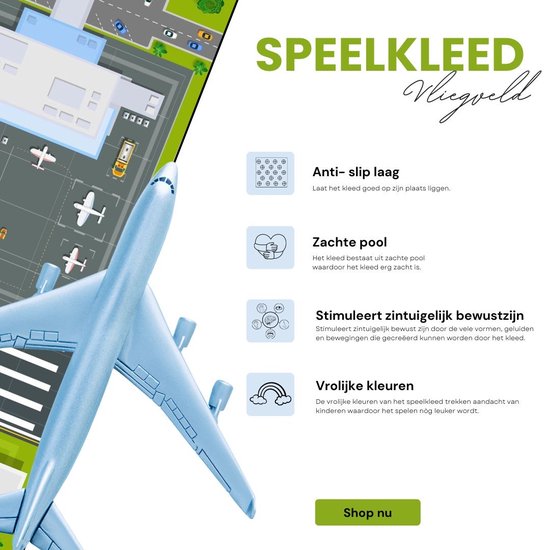 thumbnail: Zenithia Kindertapijt Vliegtuig & Luchthaven - Zacht Speelmat Voor Kinderkamer