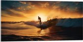 Acrylglas - Surfer in Actie tijdens Zonsondergang - 100x50 cm Foto op Acrylglas (Met Ophangsysteem)