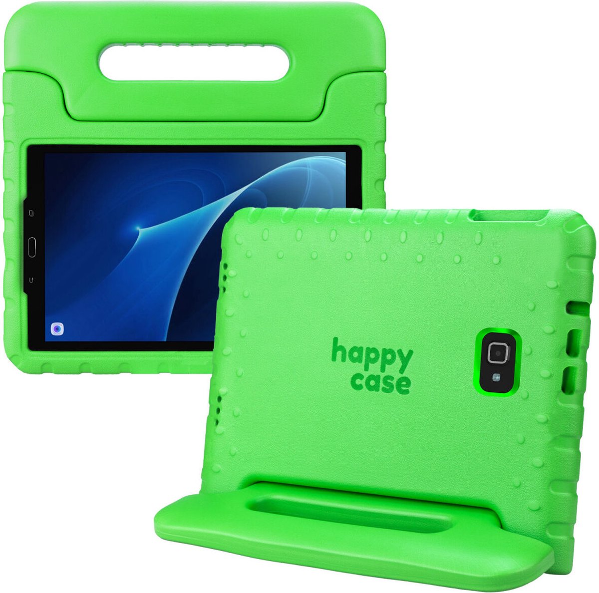 HappyCase Kinder Tablethoes Geschikt voor Samsung Galaxy Tab A 10.1 (2016) | Kindvriendelijke Hoes | Beschemhoes | Kinderhoes | met Handvat en Standaard | Groen