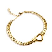 Armband met hartje - Snake Chain armband - Schakelarmband - gouden armband -