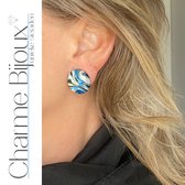 Clip oorbellen- Plano- Blauw- 2 cm- Geen gaatjes- Charme Bijoux