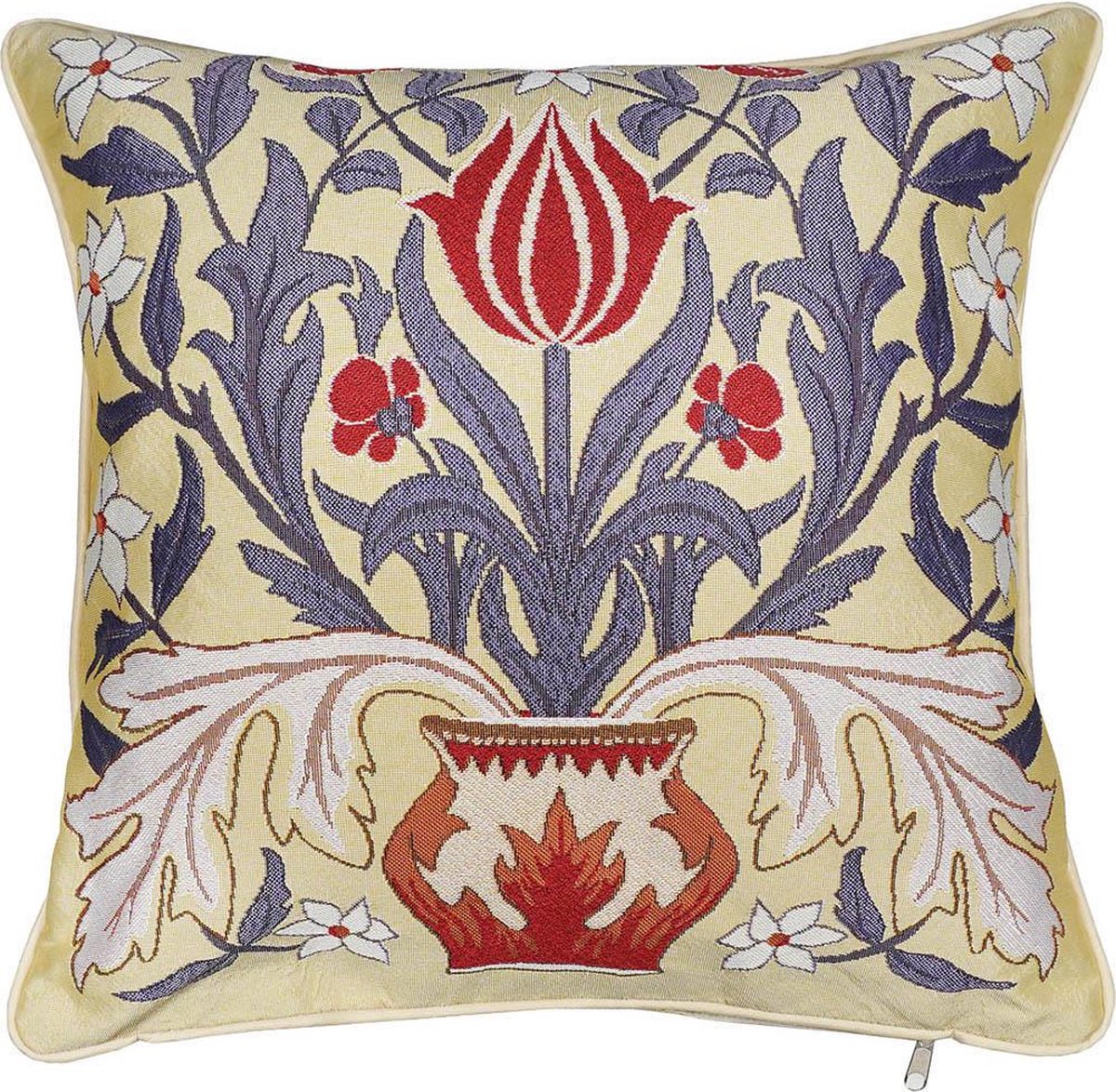 Signare Kussenhoes - Kunst - Luxe gobelinstof - Tulp in een vaas - William Morris - 45 x 45 cm multi