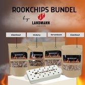 Rookchips bundel by Landmann met rookbox - met Hickory - met Eikenhout - met Kersenbooomhout - met Elzenhout - Rooksnippers -Rooksmaak - Rookplank