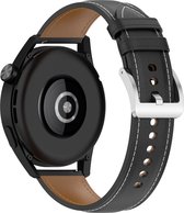 By Qubix Luxe leren bandje 22mm - Zwart - Geschikt voor Samsung Galaxy Watch 3 (45mm) - Galaxy Watch 46mm - Gear S3 Classic & Frontier