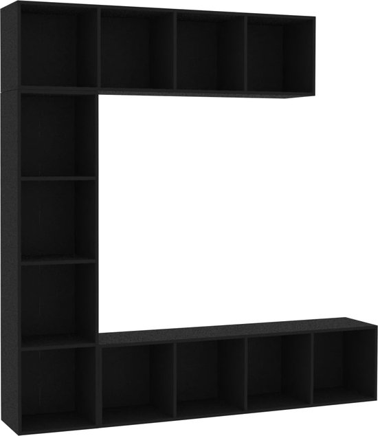vidaXL - 3-delige - Boekenkast-/tv-meubelset - 180x30x180 - cm - zwart