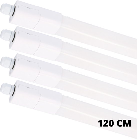 Proventa Set van 4 LED TL Lampen met armatuur 120 cm - Geschikt voor binnen en buiten - IP65