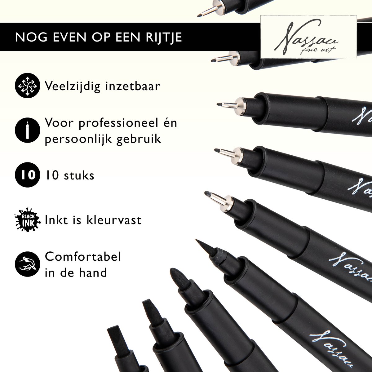 Fineliners Zwart en Brush Pen Set - Pennen, Tekeningen en Schetsen, Fineliner Set, Tekenpennen, Drawing Set - 10 Stuks — afbeelding 11