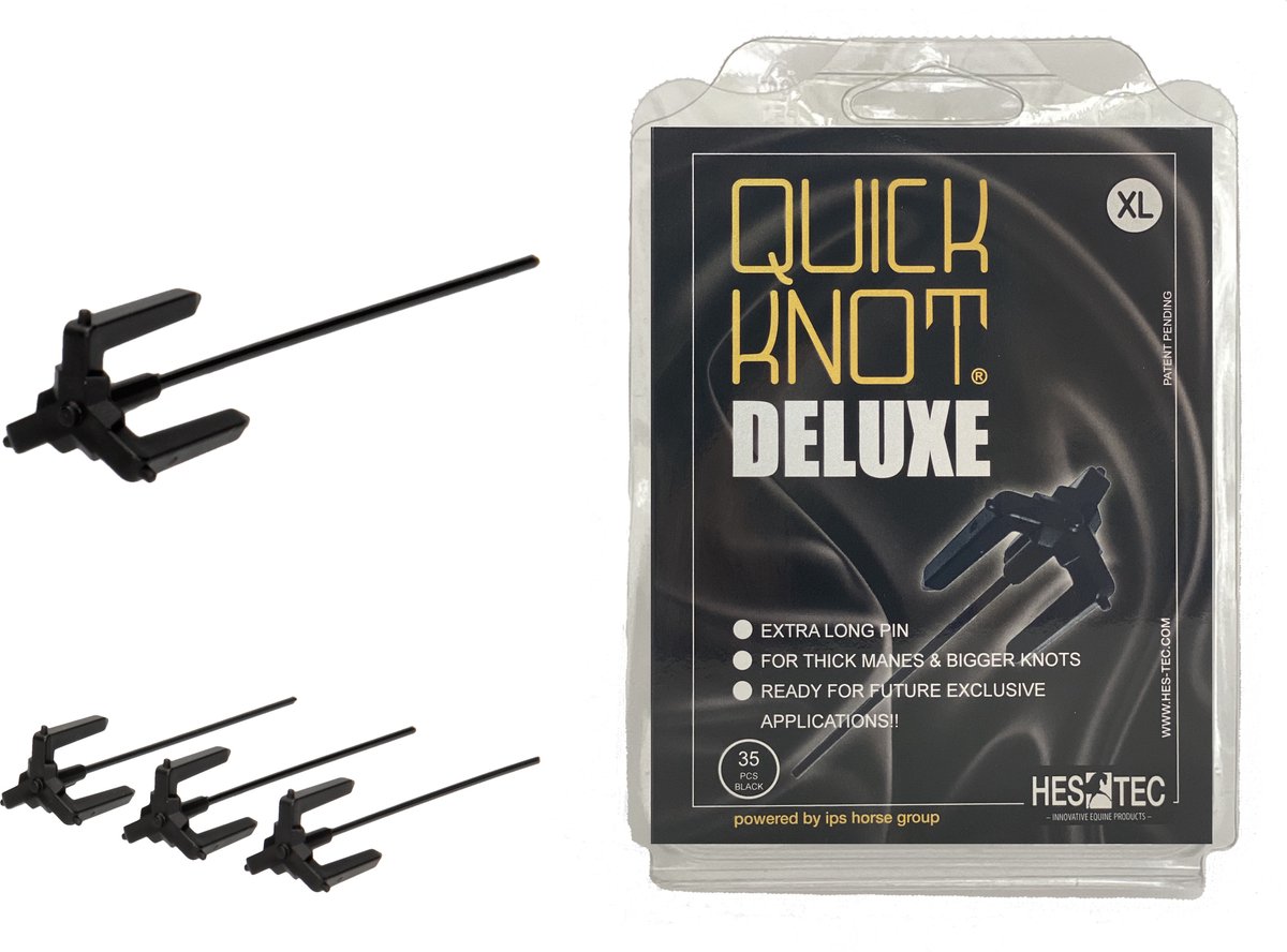 Quick Knot Deluxe® | Manenclip voor Knotten | Geschikt voor Paarden en Pony's |Zwart XL - Quick Knot