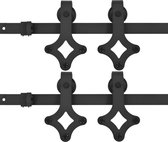 vidaXL - Hardwaresets - voor - schuifdeuren - 2 - st - 200 - cm - staal - zwart