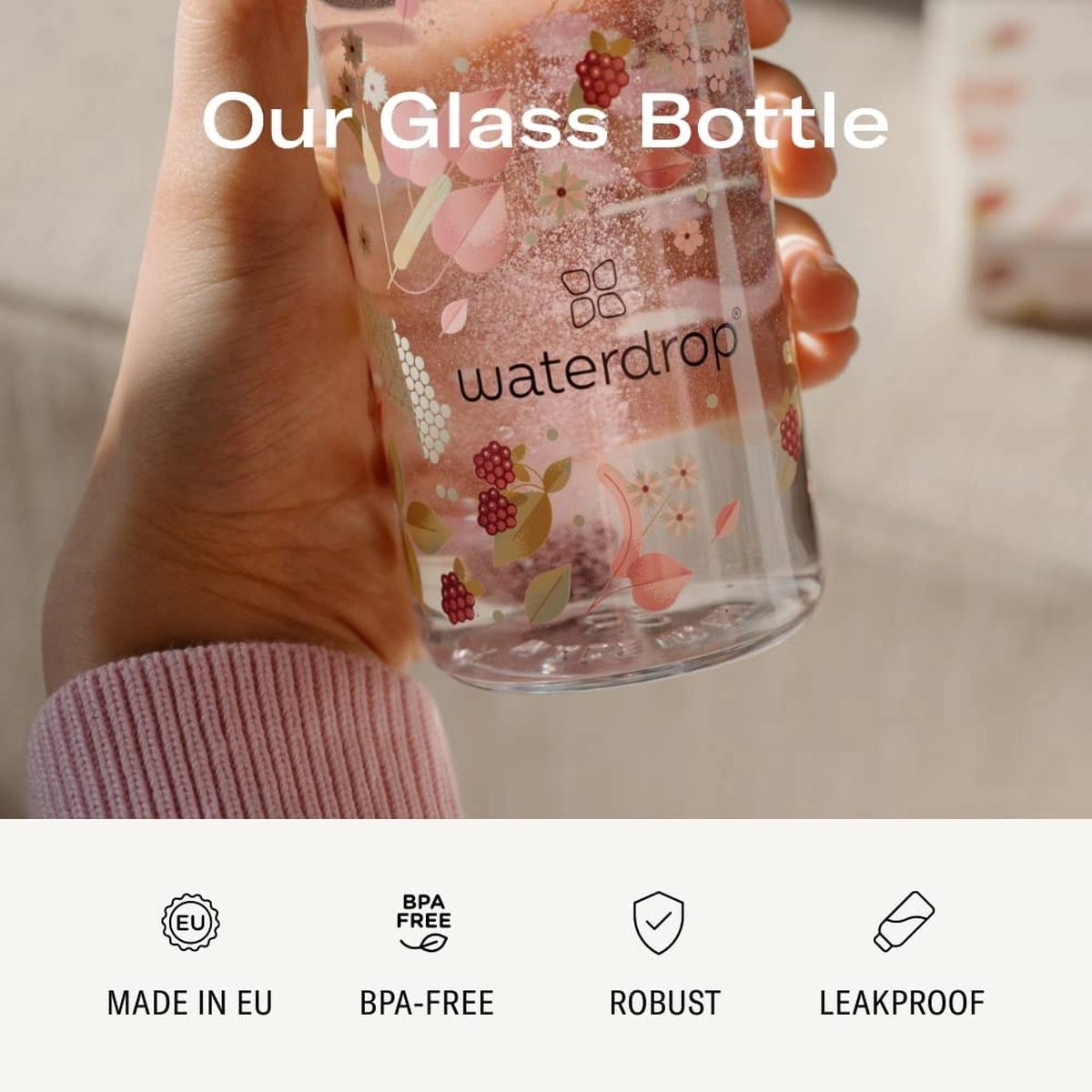 waterdrop Glazen Drinkfles - Onlineshop
